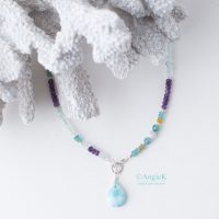 Spring collection handcrafted jewelry Felicity Larimar Multi Gemstone Sterling Silver Toggle Necklace