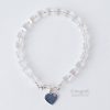 hand-crafted jewelry Crystal Cube Heart Charm Sterling Silver Bracelet Made with Swarovski Elements
