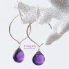 Trendy hand-made jewelry Lila Amethyst Heart Briolette Marquis Petal Sterling Silver Earrings