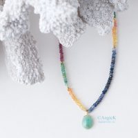 trendy hand-crafted designer beaded jewelryMae Emerald Ruby And Sapphire Gold Vermeil Necklace