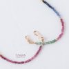 Stunning look artisan jewel Mae Emerald Ruby And Sapphire gemstones Gold Vermeil Necklace