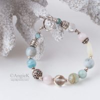 Handcrafted unique Multi Aquamarine Sterling Silver Toggle Bracelet