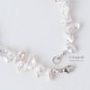 elegant handcrafted White Keshi Pearls Crystal Briolette Sterling Silver Necklace Made With Swarovski Elements