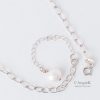 Unique handmade brides jewelry White Pearls Crystal Heart Pendant Sterling Silver Necklace Made With Swarovski Elements