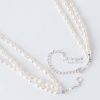 Handcrafted White Rice Pearl And Crystal Sterling Silver Necklace Made With Swarovski Elements perfect forspecial moments