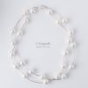 Hand-crafted bridal jewelry White South Sea Shell Pearls Double Strand Sterling Silver Necklace