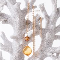 Handmade jewelry Aura genuine  Topaz  mouth blown Murano Glass 14KT Gold Filled Pendant