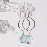 Hhandcrafted fashionable jewelry Aquamarine heart shape gemstone Briolette Marquis Petal Sterling Silver Earrings