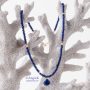 Handmade exquisite faceted deep blue Lapis gemstone Heart briolette necklace Vermeer Thai beads spring/summer collection