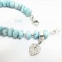 handcrafted cz heart charm larimar gemstone bracelet designed with sterling silver lobster clasp and findings