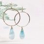 beautiful handcrafted larimar hoop styyle earrings sterling silver fabulous statement earrings