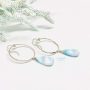 handmade stunning larimar genstone hoop style earrings bridal earrings